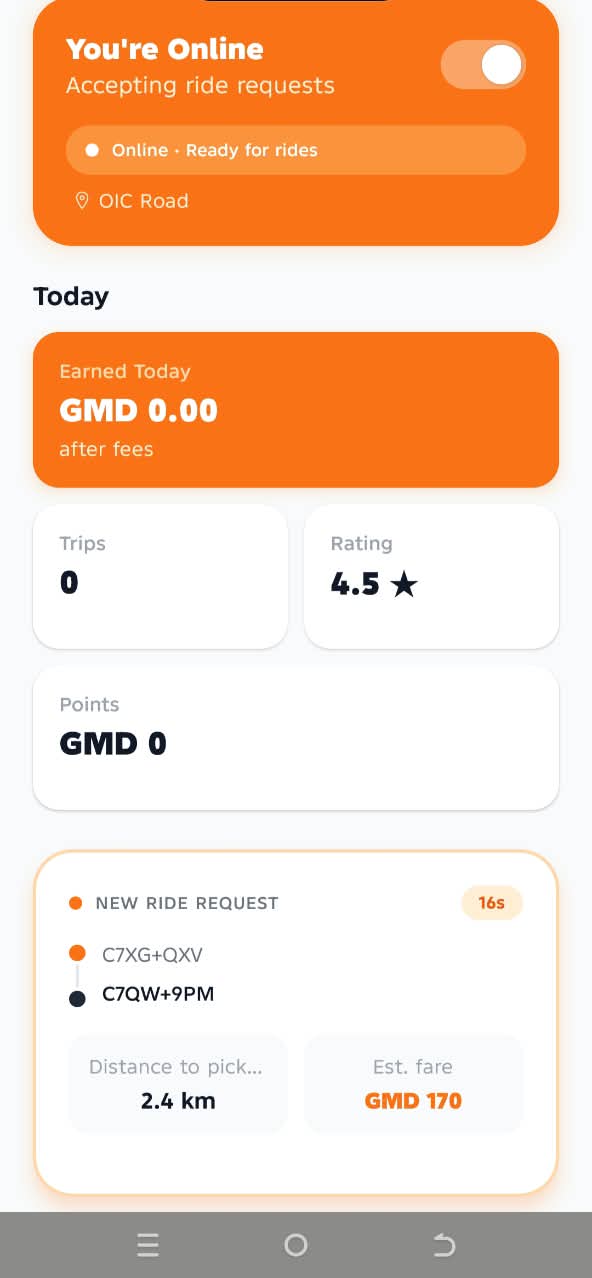 Go online & start earning